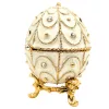 Casetă decorativă Giftdeco B0748-17WH, ou Fabergé, metal și cristale, 5,5 x 6,5 cm