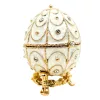 Casetă decorativă Giftdeco B0748-17WH, ou Fabergé, metal și cristale, 5,5 x 6,5 cm