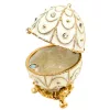 Casetă decorativă Giftdeco B0748-17WH, ou Fabergé, metal și cristale, 5,5 x 6,5 cm