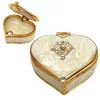 Cutie pentru bijuterii Giftdeco B0767-06WH în formă de inimă, metal, cristale, alb și auriu, 4,4 x 4 x 2 cm