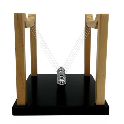 Pendul Newton decorativ Giftdeco YG130 – oțel și lemn, 15,5 x 14 x 13,5 cm