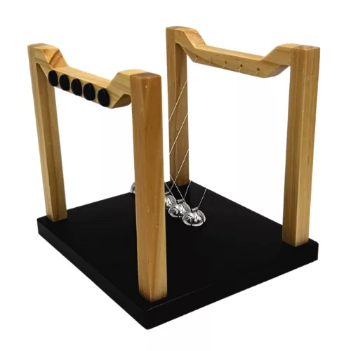 Pendul Newton decorativ Giftdeco YG130 – oțel și lemn, 15,5 x 14 x 13,5 cm