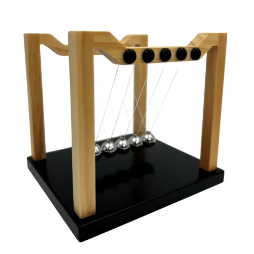 Pendul Newton decorativ Giftdeco YG130 – oțel și lemn, 15,5 x 14 x 13,5 cm