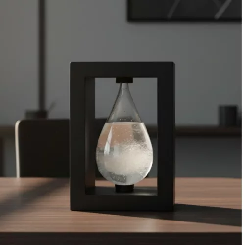 Barometru Fitzroy Giftdeco BAW1, sticlă și MDF negru, 14 cm