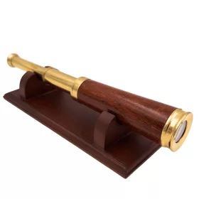   Lunetă Giftdeco CER029, alamă și lemn, 26 x 9,7 cm, stil retro, vintage, nautic