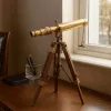 Lunetă Giftdeco SR010, alamă și lemn, înălțime 32 cm, stil retro, vintage, nautic