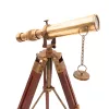 Lunetă Giftdeco SR010, alamă și lemn, înălțime 32 cm, stil retro, vintage, nautic