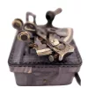 Sextant decorativ Giftdeco ST003 din alamă și piele, 13 x 12 x 6 cm