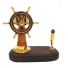 Busolă Giftdeco TT017, alamă și lemn, 13,8 x 6,8 x 14,5 cm, stil retro, nautic, clasic
