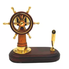   Busolă Giftdeco TT017, alamă și lemn, 13,8 x 6,8 x 14,5 cm, stil retro, nautic, clasic