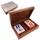 Set de cărți și zaruri Giftdeco DC-004, cutie din lemn cu capac din aluminiu, 19 x 12,5 x 5 cm