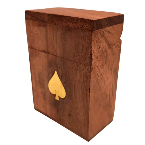 Set de cărți Giftdeco DNU-2985 în cutie din lemn, simbol pică, 11 x 8 x 4,5 cm