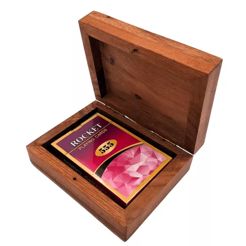 Set de cărți Giftdeco DNU-3025 în cutie din lemn cu plăcuță Rege, aluminiu, 11,5 x 8 x 4 cm