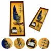 Set caligrafie Giftdeco EE11, pană de gâscă albastră, 6 penițe, cerneală și cutie