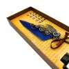 Set caligrafie Giftdeco EE11, pană de gâscă albastră, 6 penițe, cerneală și cutie