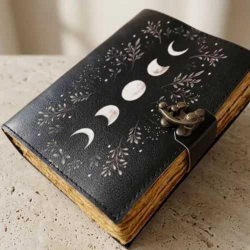 Jurnal Giftdeco H080, piele de capra și metal, 18 x 13 cm, stil retro, vintage