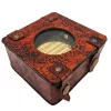 Busolă Giftdeco CB5L, alamă și piele, 7,5 x 7 x 3,4 cm, stil retro