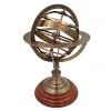 Astrolab sferic decorativ Giftdeco NC1913, sferă armilară din alamă și lemn, 28 cm