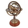 Astrolab sferic decorativ Giftdeco NC1913, sferă armilară din alamă și lemn, 28 cm