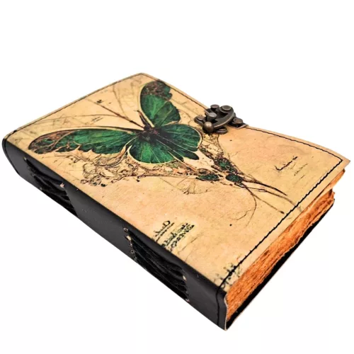 Jurnal Giftdeco AH20, piele de capra, 18 x 13 cm, stil retro, vintage