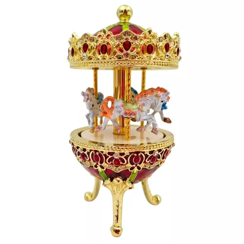 Cutie muzicală carusel Giftdeco MX-014 – cai rotativi, 7 x 7 x 14 cm