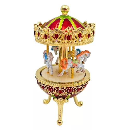Cutie muzicală carusel Giftdeco MX-014 – cai rotativi, 7 x 7 x 14 cm
