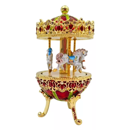 Cutie muzicală carusel Giftdeco MX-014 – cai rotativi, 7 x 7 x 14 cm