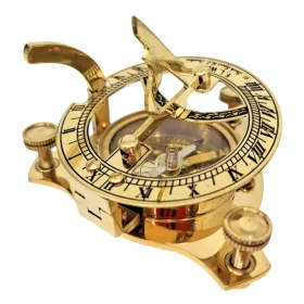   Busolă Giftdeco SD14K, alamă și sticlă, 7,5 cm x 7,5 cm x 3 cm, stil retro, vintage, clasic