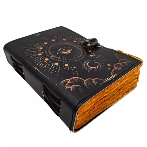 Jurnal Giftdeco AH19, piele de capra, 18 x 13 cm, stil retro, vintage