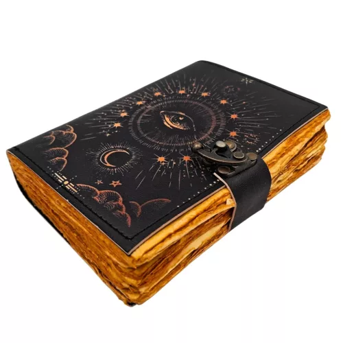 Jurnal Giftdeco AH19, piele de capra, 18 x 13 cm, stil retro, vintage