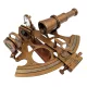 Sextant decorativ Giftdeco, alamă și lemn, 21 x 16 x 8 cm, stil retro, vintage, clasic