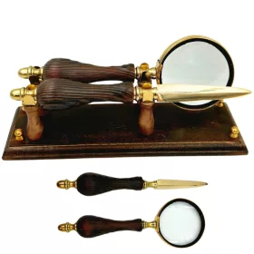 Set lupa si cutit de hartie Giftdeco MG546, lemn si metal