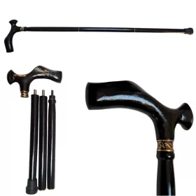   Baston pliabil Giftdeco NC103354, lemn și mâner din alamă, lungime maximă 94 cm