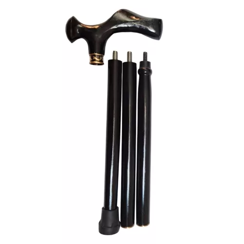 Baston pliabil Giftdeco NC103354, lemn și mâner din alamă, lungime maximă 94 cm