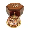 Busolă Giftdeco NC126, alamă, metal și lemn, 14,5 x 12 x 6,3 cm, stil retro, vintage, nautic