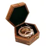 Busolă Giftdeco NC126, alamă, metal și lemn, 14,5 x 12 x 6,3 cm, stil retro, vintage, nautic