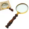 Lupă Giftdeco MG511, alamă, lemn și sticlă, 18 x 7,8 cm, stil retro