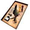 Set de caligrafie Giftdeco EE16, metal, lungime 22 cm, stil retro, clasic