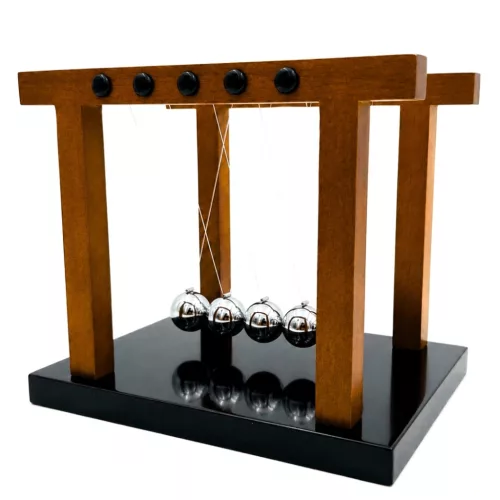 Pendul Newton decorativ Giftdeco YG1300F, metal și lemn, 19 x 15 x 15,5 cm, stil modern, clasic