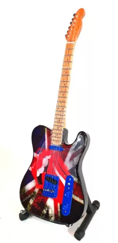 Miniatură muzicala Indomini, Rolling Stones Keith Richards, lemn de mahon, înălțime 27,5 cm, lățime 9 cm