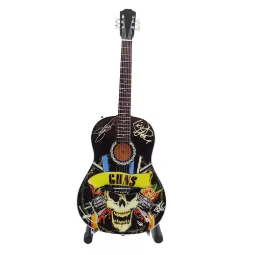 Miniatură chitara Indomini MGT-3124, Guns N' Roses Tribute, lemn de mahon, plastic și metal, stil clasic