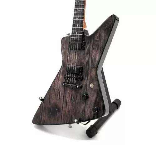 Miniatură chitara Indomini MGT-8860, Inspired by Metallica James Hetfieldeld, lemn de mahon și metal, înălțime 27,5 cm, lățime 9 cm