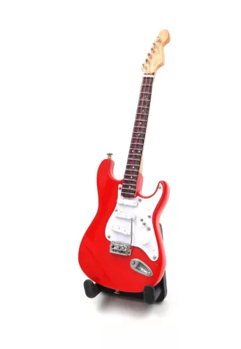 Miniatură chitara Indomini BMG-009, 15cm Mark Knopfler style, lemn de mahon, plastic și metal, 15,5 x 6 x 0,4 cm