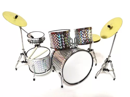 Miniatură set tobe argintii Indomini MDR-0039, scara 1:5, 15 x 20 x 20 cm